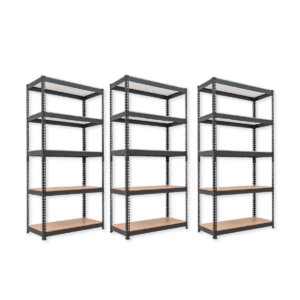 Storage office shelves black - 3 sets of 5 tiers